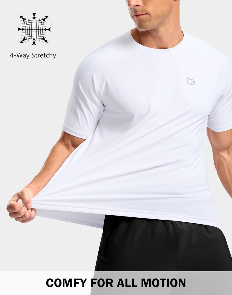 G Gradual Men's Athletic Workout T-Shirts Moisture Wicking Cooling Running Shirts Short Sleeve Performance Tee for Gym Tennis(White,M)