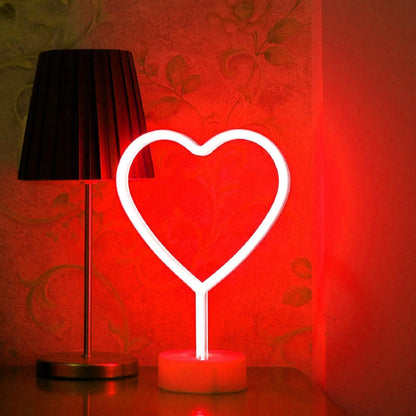 BHCLIGHT Pink Heart Neon Sign, Valentines Day LED Neon Light Battery Operated or USB Powered Valentines Pink Heart Lights, Table Lamp for Galentines Day Decorations, Wedding, Gifts for Women, Lover