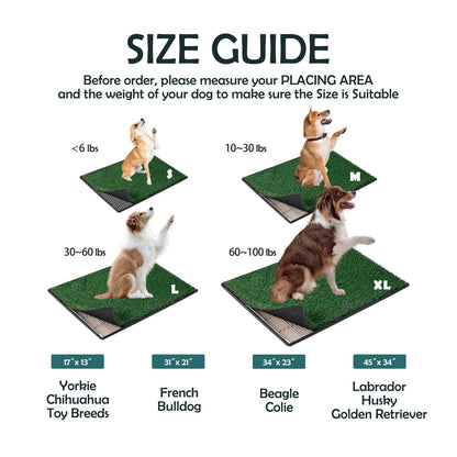 MEEXPAWS Artificial Grass For Dog Litter Tray | Extra Small 44×34cm | 2×Fake Grass For Dogs Replacement| Rapid Drainage | 2 Training Pads | Indoor Dog Potty Litter Box