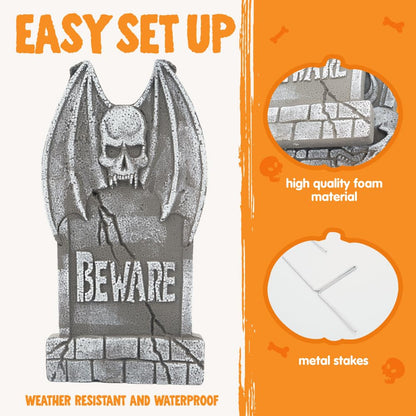 JOYIN 17" Halloween Decorations Outdoor Tombstones, 5 Pack Halloween Graveyard Foam Headstones Decor with 12 Metal Stakes for Prop Cemetery Yard Lawn Decorations, Party Supplies