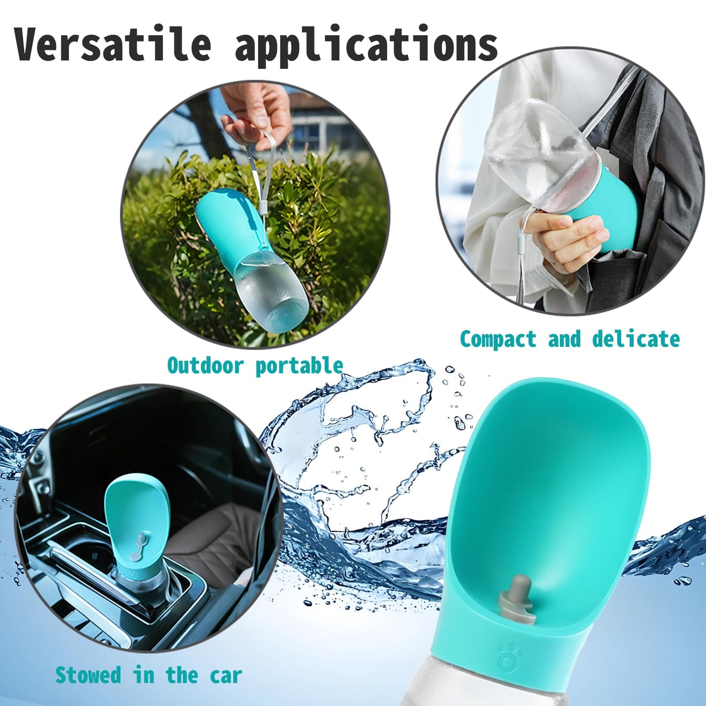 Kalimdor Dog Water Bottle,Leak Proof Portable Puppy Water Dispenser with Drinking Feeder, Dog Walking Accessories for Pets Outdoor Walking, Hiking, Travel, Food Grade Plastic