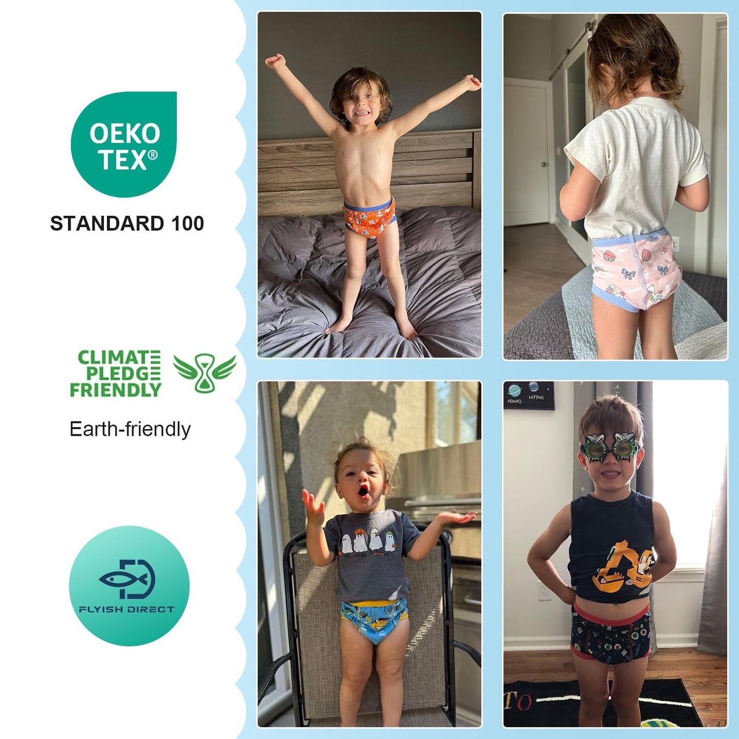 FLYISH DIRECT Potty Training Pants for Boys Potty Training Underwear Potty Training Pants Toddler Reusable Training Pants, 8 Packs, 3 Years