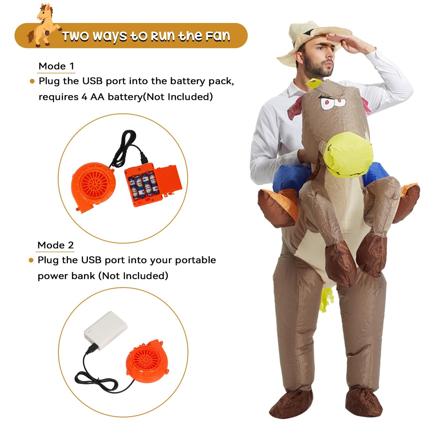 TOLOCO Inflatable Costume for Adults Cowboy Costume, Inflatable Horse Costume, Blow up Costume Adult Halloween Costumes