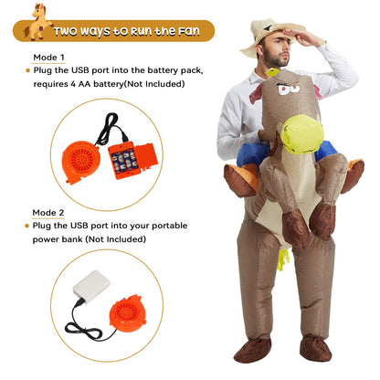 TOLOCO Inflatable Costume for Adults Cowboy Costume, Inflatable Horse Costume, Blow up Costume Adult Halloween Costumes