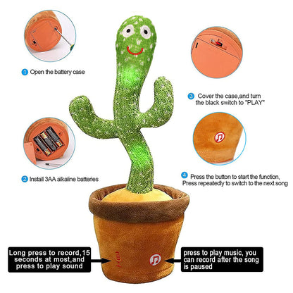 seOSTO Dancing Cactus Toy Repeat What You Say, Talking Cactus Toy Singing Cactus Mimic Toy Baby Toys for Year Old Boys Girls Kids Gifts, Baby Encourage Speech Toys