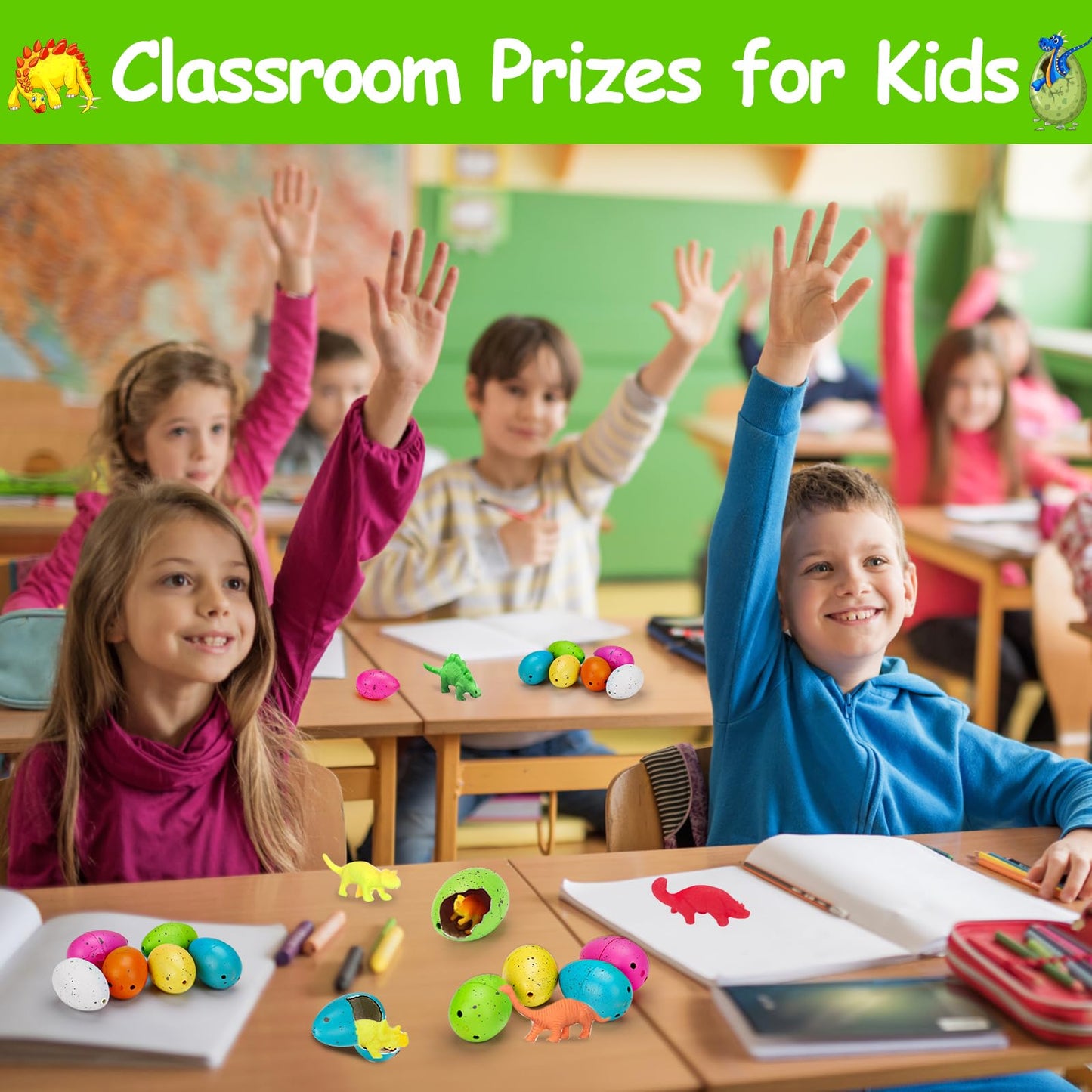 60PCS Small Hatching Dinosaur Eggs for Dinosaur Party Favors Birthday Halloween Goodie Bag Stuffers Classroom Carnival Prizes Bulk Pinata Fillers Novelty Grow in Water Dino Eggs with Toys Inside