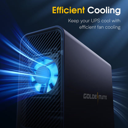 GOLDENMATE 1000VA/800W Lithium UPS Battery Backup & Surge Protector, Backup Battery Power Supply with LiFePO4 Batteries(230.4 Wh), Sinewave UPS System, 10 Years Lifespan, 8 Ports, LCD Display, Gray