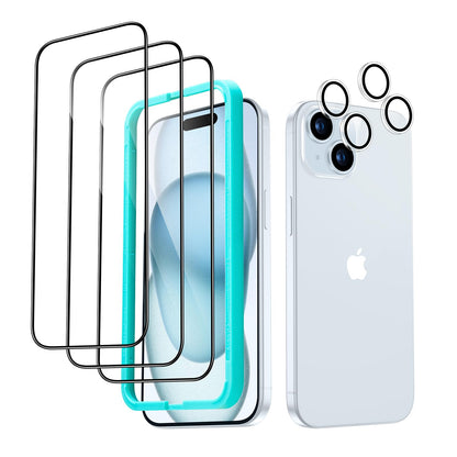 ESR 3 Pack for iPhone 15 Pro Max Screen Protector, [9H Hardness] [Military Grade Shatterproof] Full Coverage Tempered Glass Film with Easy Installation Tool, HD Clear, Scratch Resistant