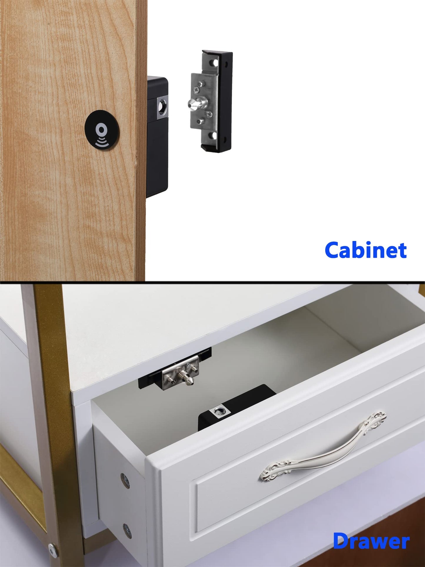 Homello RFID Lock Electronic Cabinet Lock with USB Cable - Hidden DIY Lock for Wooden Cabinet Drawer Locker Cupboard Gun Box with 5 Key Cards/Fobs