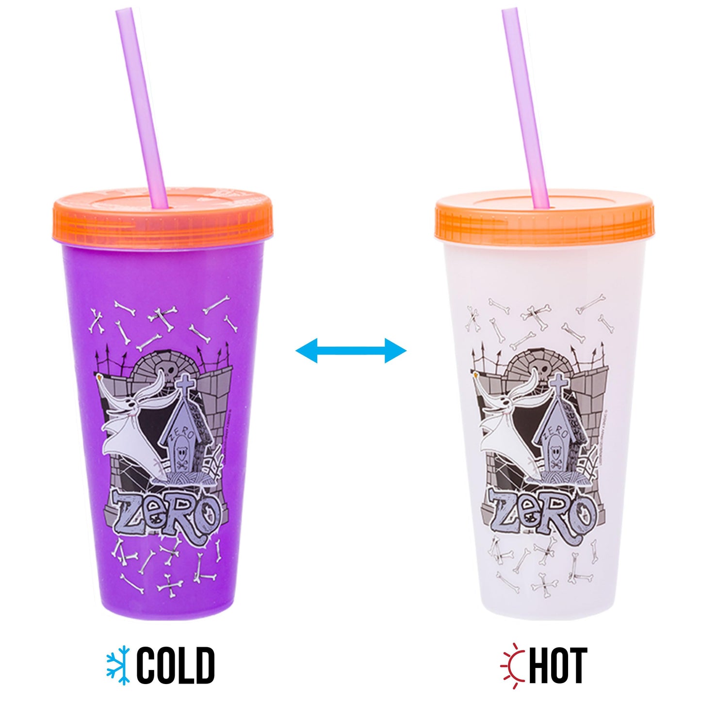 Silver Buffalo Disney Nightmare Before Christmas Character Grid 4 Pack Color Change Plastic Tumbler, 24 Ounces