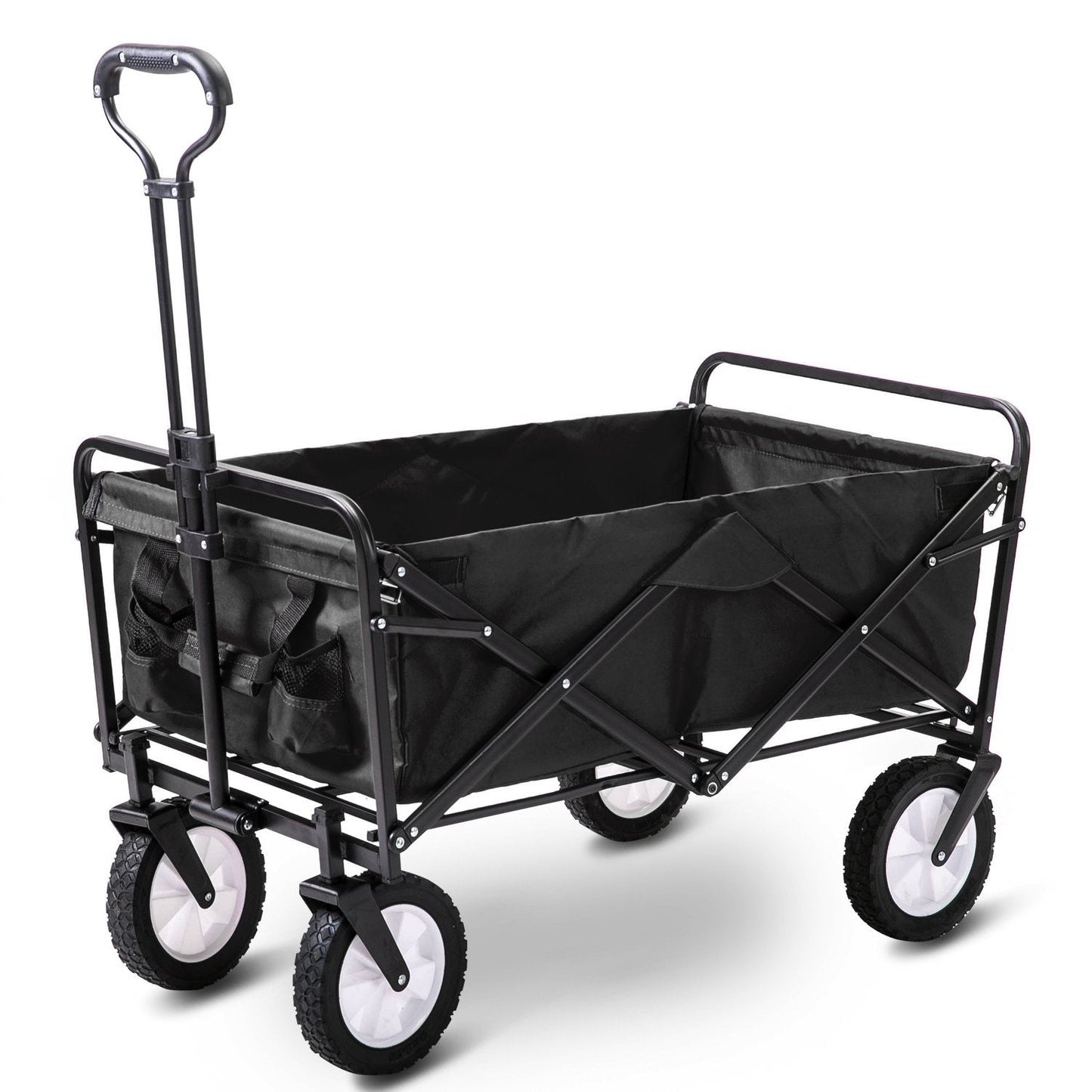 LIFE CARVER Folding Camping Cart Garden Wagon 4 Wheeled Collapsible Festival Trolley, Portable Garden Cart & DIY Waste Wagon - 150KG Capacity