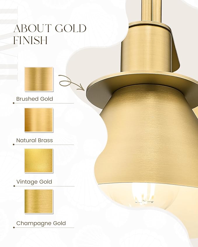 Gold Wall Sconces, HWH Indoor Wall Lights, Gooseneck Barn Wall Lamp, Brass Wall Sconce Light for Bedroom Living Room Kitchen, Gold Finish, 5HZG56B BG