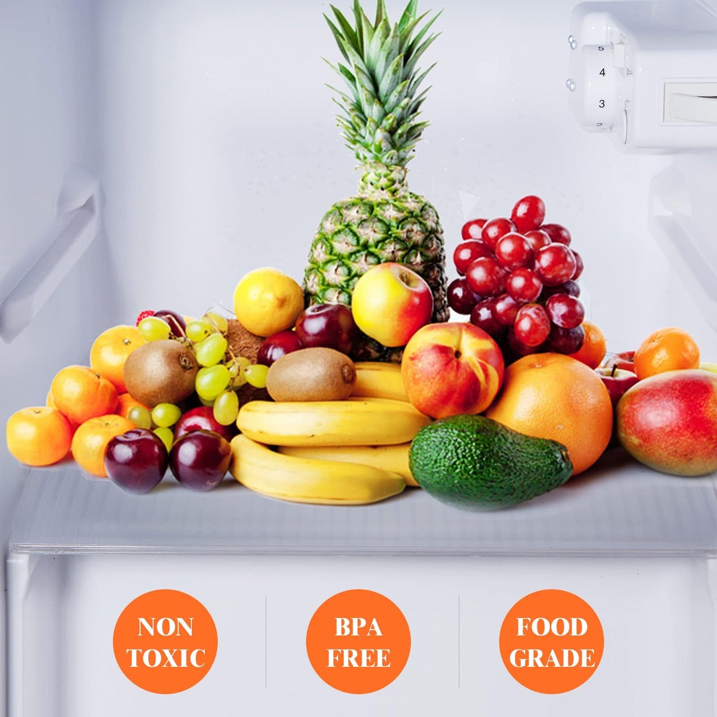 17.5" X 120" Refrigerator Liners Shelf Liner, Fridge Liners Non Slip Washable, Drawer Liners Non Adhesive Waterproof, Durable Fridge Mats for Glass Shelves, Cupboard, Pantry, Clear