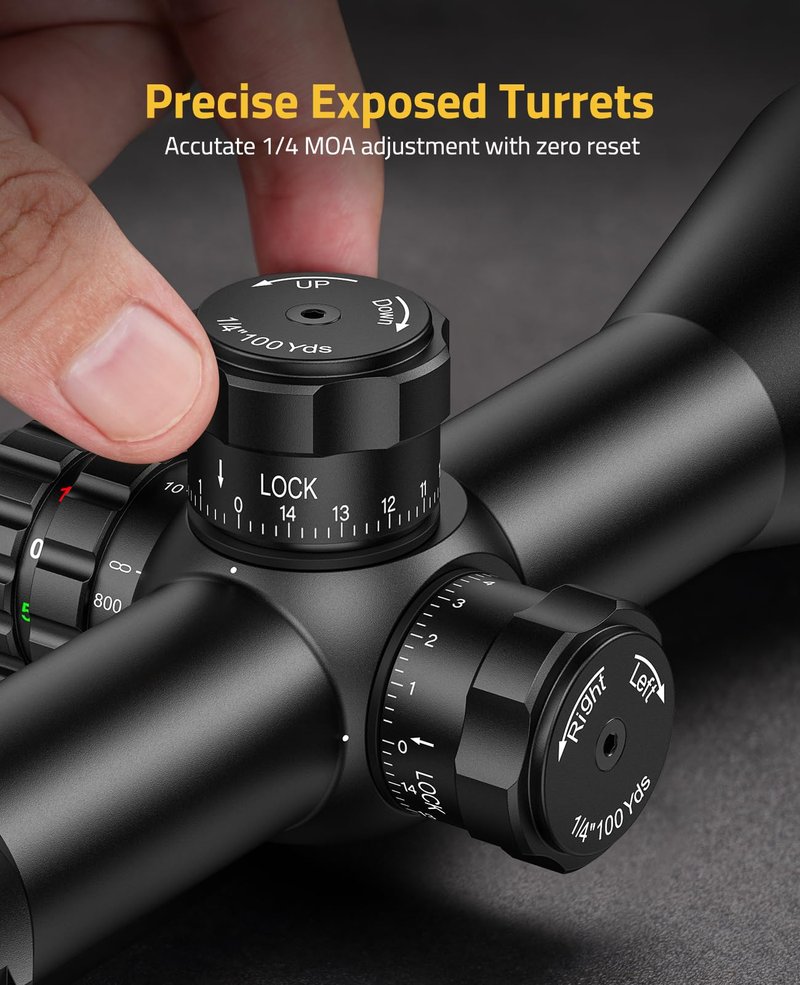 CVLIFE EagleFeather F02 4.5-14x50 Rifle Scope with Side Focus Parallax Adjustment, Illuminated Mil-Dot Reticle, 30mm Tube Long Range Rifle Scope for Hunting, SFP Riflescope with 20mm Scope Rings