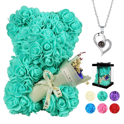 Valentines Day Gifts for Her Rose Bear for Women, Artificial Rose Teddy Bear Birthday Bouquet, Mother's Day Rose Gift, Perfect for Wife, Mom, Grandma (Rose Red)