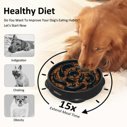 YINEYA 4 Cups Slow Feeder Dog Bowls Large Breed, Anti-Choking Pet Supplies, Maze Dog Food Bowl, Puzzle Feeder That Slow Down Eating