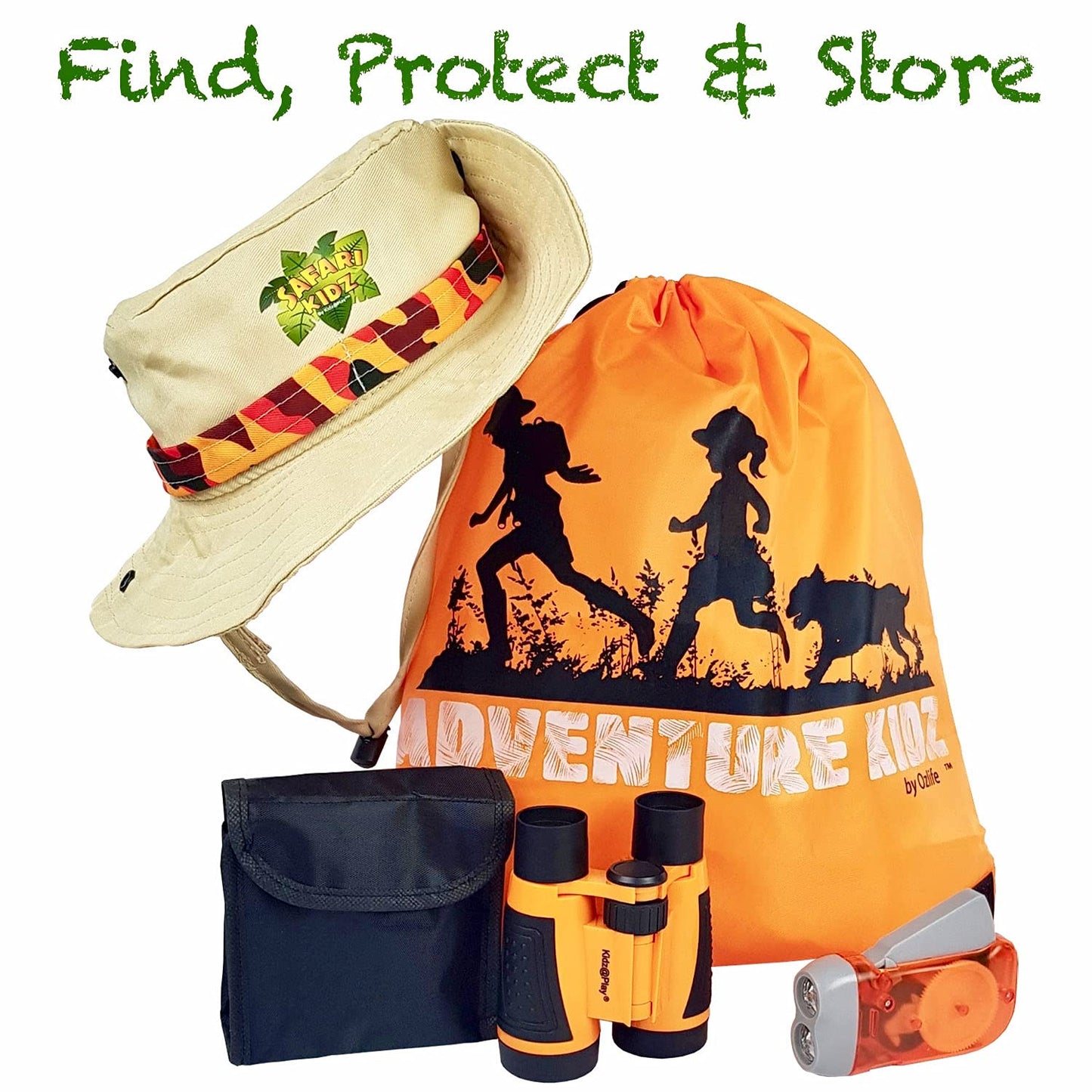 Adventure Kidz Outdoor Bug Exploration Kit, Binoculars, Magnifying Glass, Bug Containers, Viewers, Critter Cage, Butterfly Net, Backpack, Hat, Tweezers and Cups, Age 3+