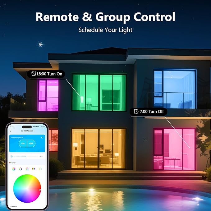 DAYBETTER Smart Light Bulbs, Smart Bulb That Compatible with Alexa & Google Home, 2.4G WiFi Bluetooth Alexa Light Bulbs, RGBCW Color Changing LED Light Bulb, 60W Equivalent, 800LM, 10Pack