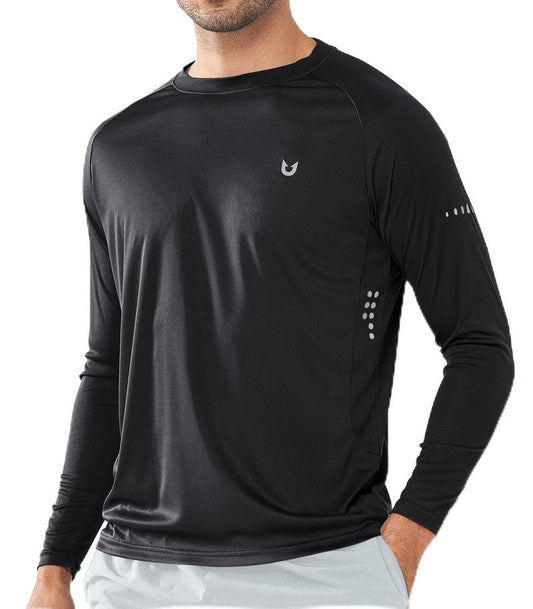 NORTHYARD Men's Sun Protection Shirts UPF 50+ Long Sleeve Swim Rash Guard Shirt Running Workout Athletic Hiking UV Fishing Black L