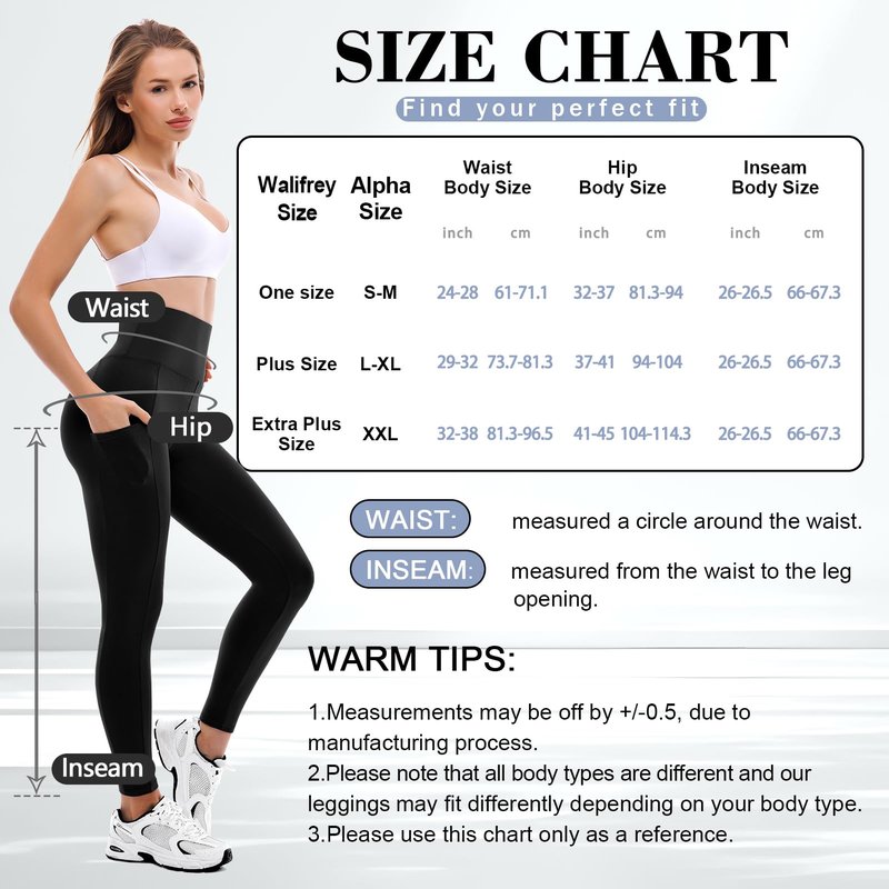 Walifrey Leggings with Pockets for Women 2 Packs,Women's High Waisted Yoga Leggings Gym for Workout Black XXL