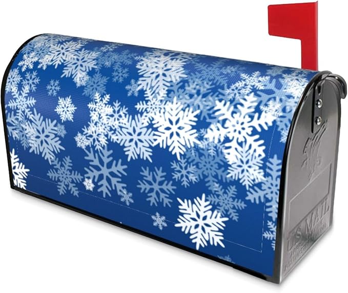 DADABULIU Mailbox Covers Snowflake Blue Winter Christmas Magnetic Letter Post Box Cover Standard Size 21 x 18 Inch Garden Yard Home Decorative