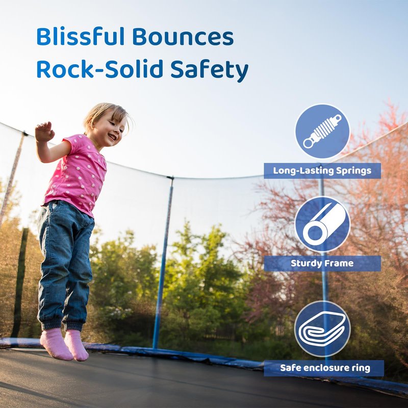 Skybound AiryBounce 16ft Trampoline Recreational Trampolines with Enclosure Outdoor Trampoline for Kids and Adults with Safety Net and Spring Padding