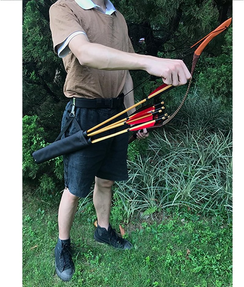 Archery Hip Arrow Quiver - 2 Tube Waist Carry Bag with Hook for Target Shooting