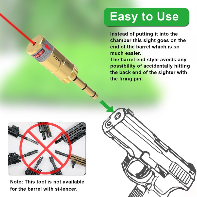 ARKSight Laser Bore Sighter for .22LR/223rem End Barrel Bore Laser Boresighter with Switch Function Easy to Use (22LR-Red Laser)