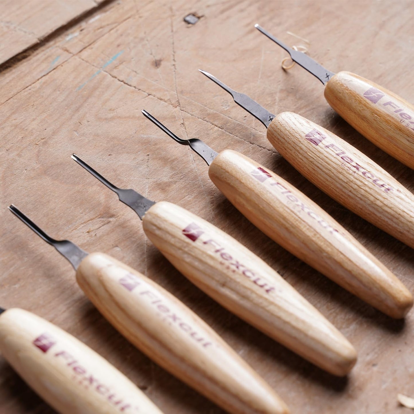 Flexcut Wood Carving Tools 1.5mm Mixed Profile Micro Tool Set of 6 MT910, 1095 High Carbon Steel Blades, Made in U.S.A.