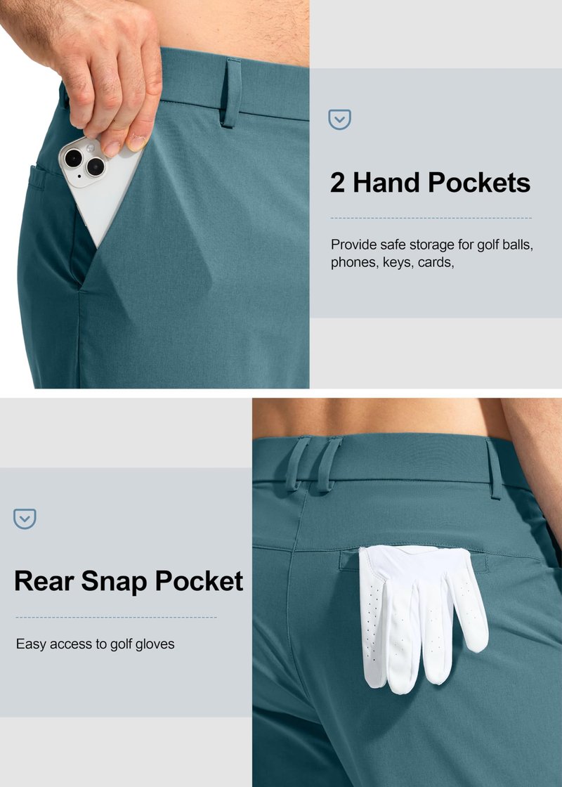 Pudolla Golf Pants for Men Stretch Dress Pants Mens Work Pants 34 Lightweight Quick Dry Casual Slacks Trousers with Pockets(Vivid Blue 32Wx34L)