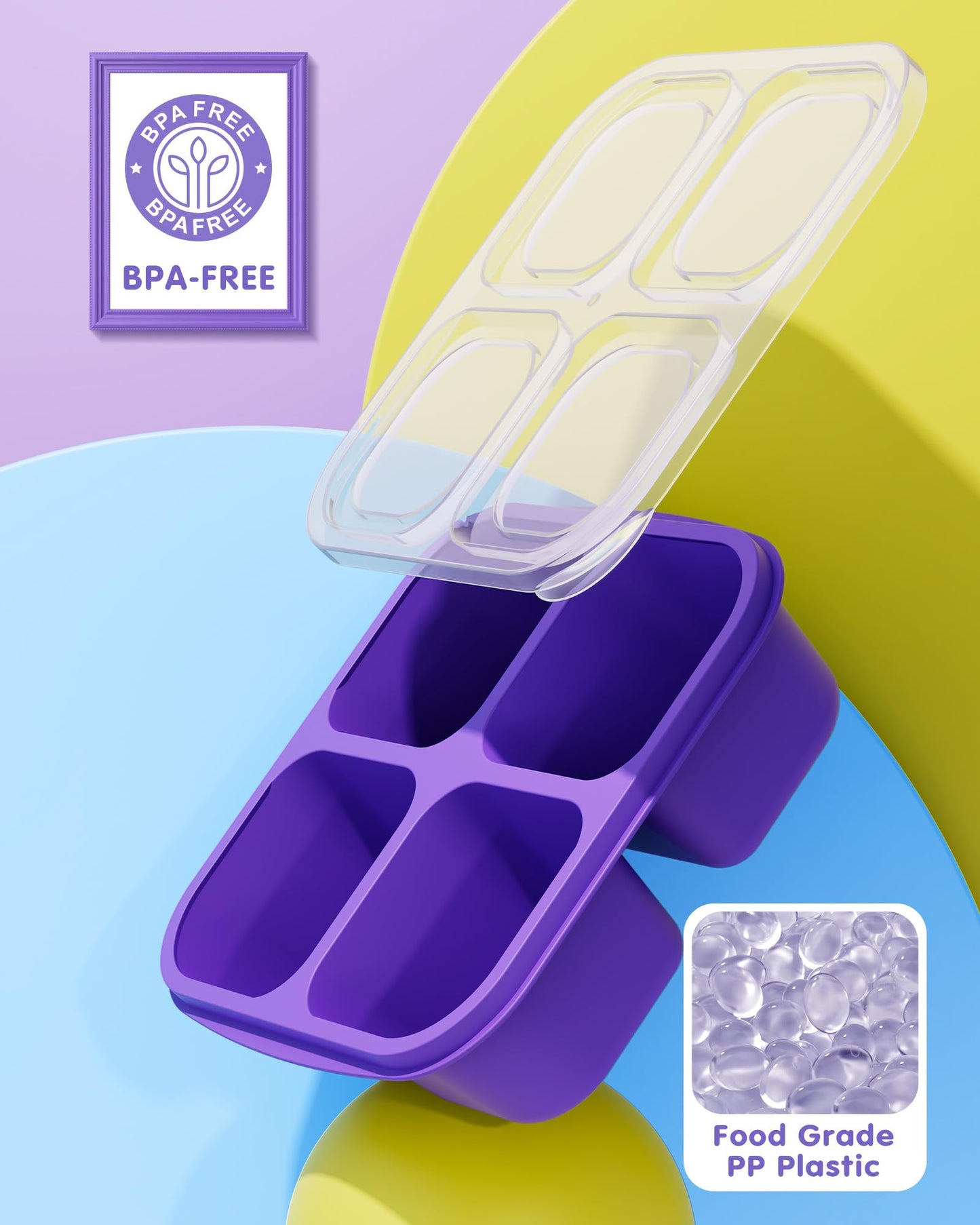 5 Pcs Bento Snack Containers, Reusable 4 Compartment Divided Food Storage Containers, Divided Lunchable Container for School, Work and Travel (Transparent Lids)