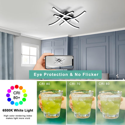 Goeco Modern LED Ceiling Light, 14 Inch 6500K Cool White Curved Design Black Aluminum Flush Mount Ceiling Light for Bedroom, Kitchen, Hallway, Dining Room, Laundry Room