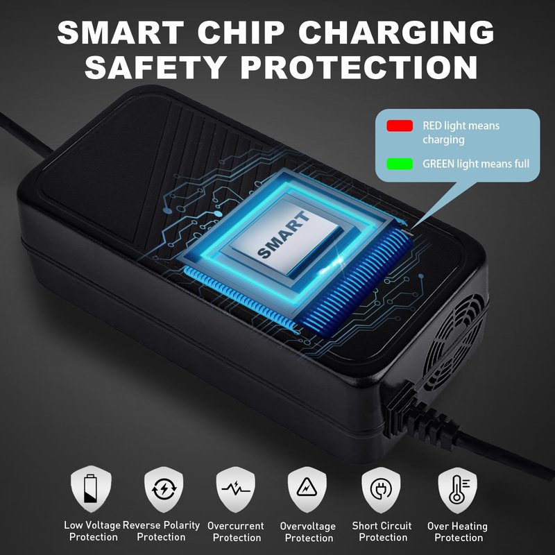 42V 2A Charger, 36V Battery Charger for 10S Battery Ebike, Efficient Fast Charging, Multiple Safety Protection, Electric Bike Fast Charger for Hiboy, Apex, XR Ultra, Pocket Mod, Sports Mod
