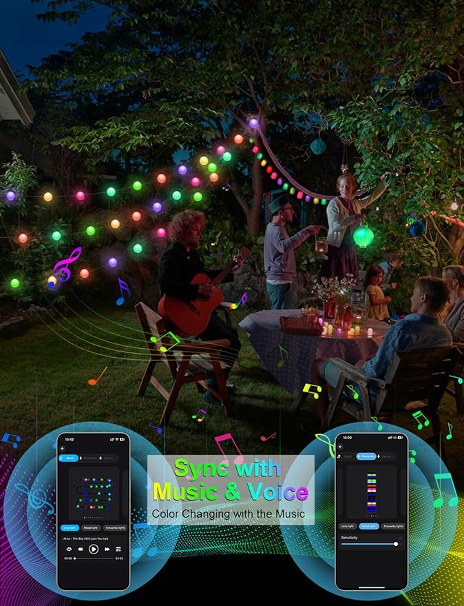 Smart Color Changing Globe String Lights, 33Ft 16 Million Colored Fairy Lights Plug in APP & Remote Control DIY Music Sync Twinkle Light for Bedroom Classroom Christmas Decor
