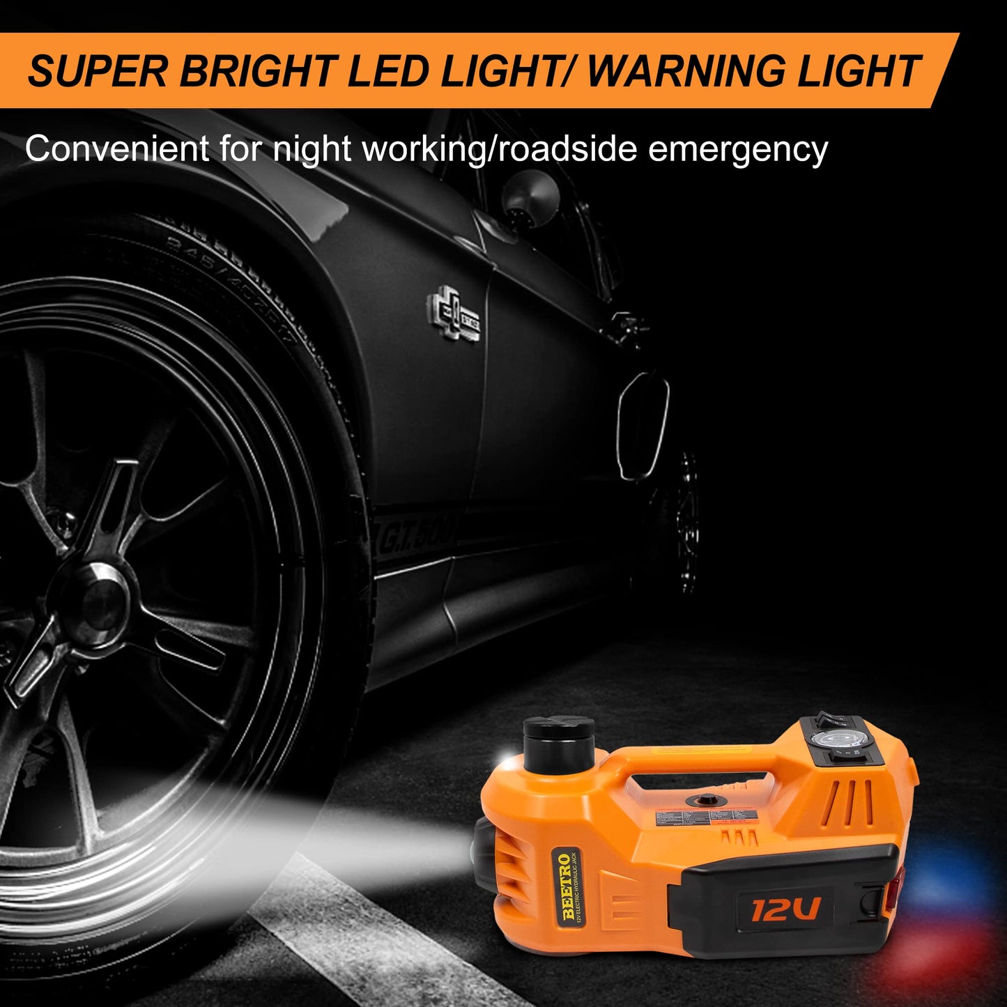 BEETRO 3 in 1 Electric Hydraulic Car Jack with Tire Inflator Pump, 5T(11000 lbs) Electric Car Floor Jack, DC 12V Electric Car Jack for an Emergency Tire Change,Lifting Range 6-17.7 inch