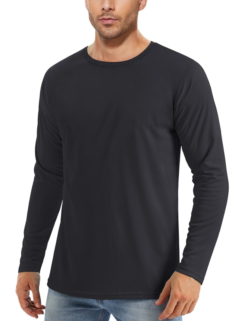 MAGCOMSEN Dry Fit T Shirts Shirts for Men Long Sleeve UPF 50 Summer Shirts UV Protection T Shirts Sun Blocking Rash Guard T Shirts Black M
