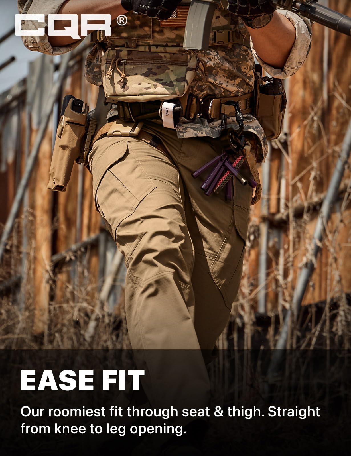 CQR Men's Tactical Pants, Water Resistant Ripstop Cargo Pants, Lightweight EDC Work Hiking Pants, Outdoor Apparel, Raider Mag Cougar, 44W x 32L