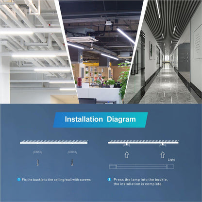 4Ft LED Batten Light, 3550LM 32W 6500K LED Tube Light, 2-Pack Slim Profile Dust-Proof Integrated Housing, Flexible Surface Mounted Linear Ceiling Garage Light, Indoor Use