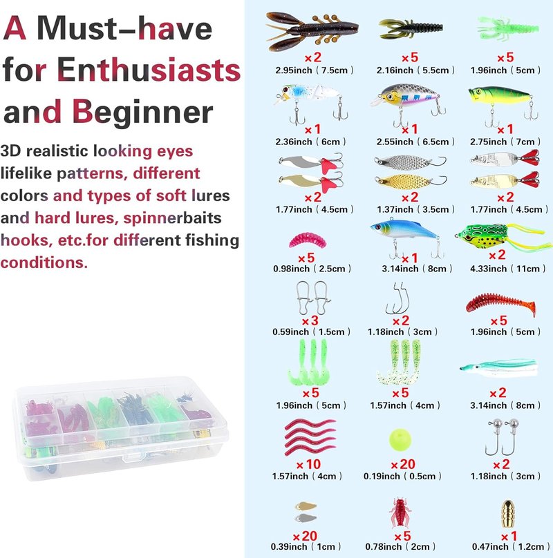 3-Layer Fishing Tackle Box - Complete Fishing Tools Kit with Pliers, Gripper & Baits | Pink Color