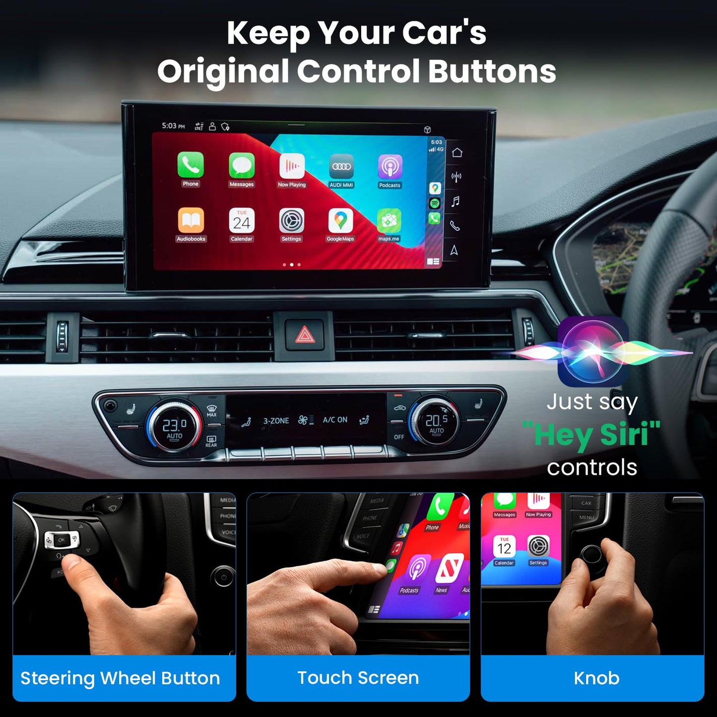 Alltotive S1 Wireless CarPlay Adapter for iPhone - Convert Wired to Wireless CarPlay, Plug and Play, Supports USB and Type-C, Compatible with iPhone iOS 10+ & Cars from 2016