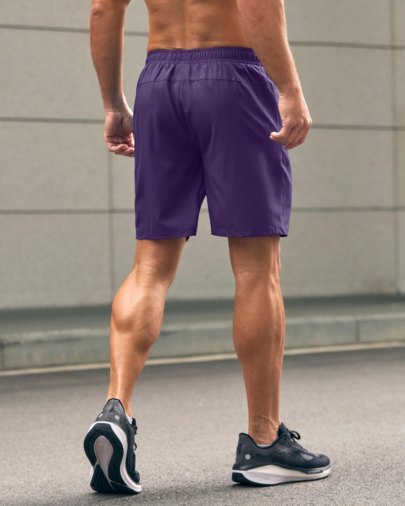 Men's Athletic Running Shorts with Zipper Pockets Quick Dry 7"/ 5"/ 9" Workout Gym Shorts for Basketball Hiking(Purple,7S)