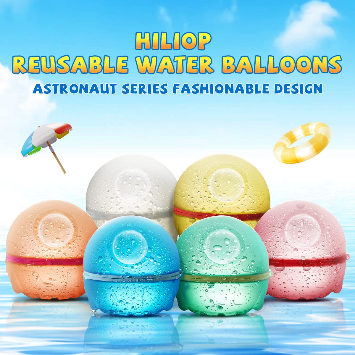 Hiliop 16PCS Reusable Silicone Refillable Water Balloons for Kids & Adults, Self-Sealing with Magnetic & Mesh Bag