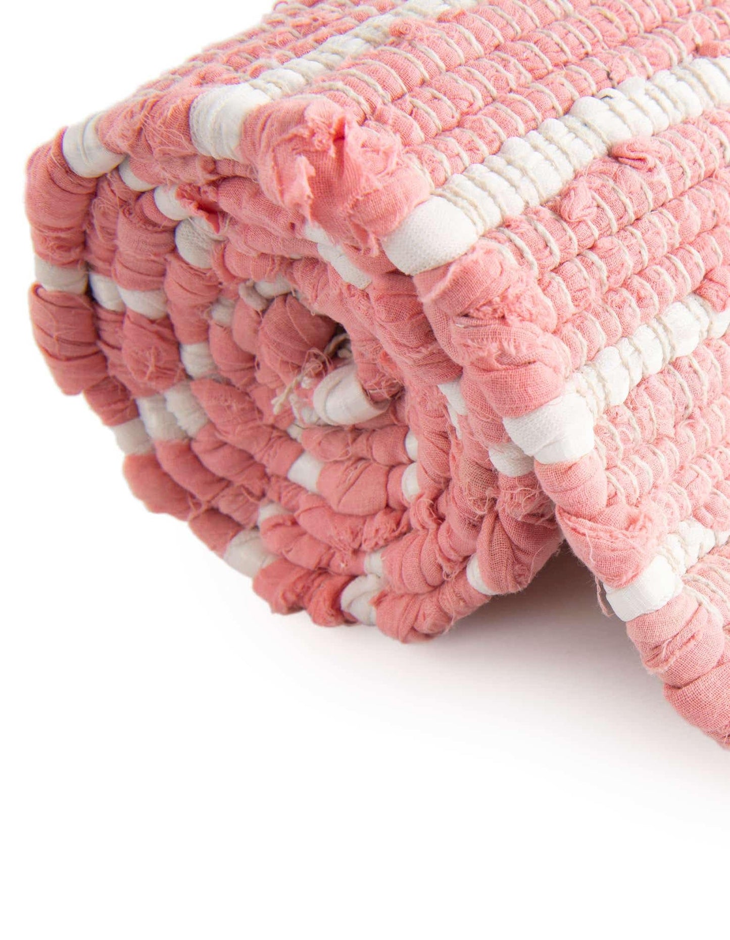 Unique Loom Chindi Cotton Collection Area Rug - Briah (5' 1" x 8' Rectangle, Rose/ Ivory)
