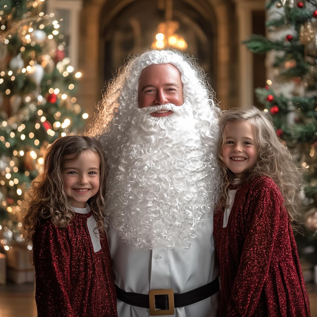 HOMELEX White Wizard Beard And Wig - Halloween Funny Father Time Costume Accessory for Adults