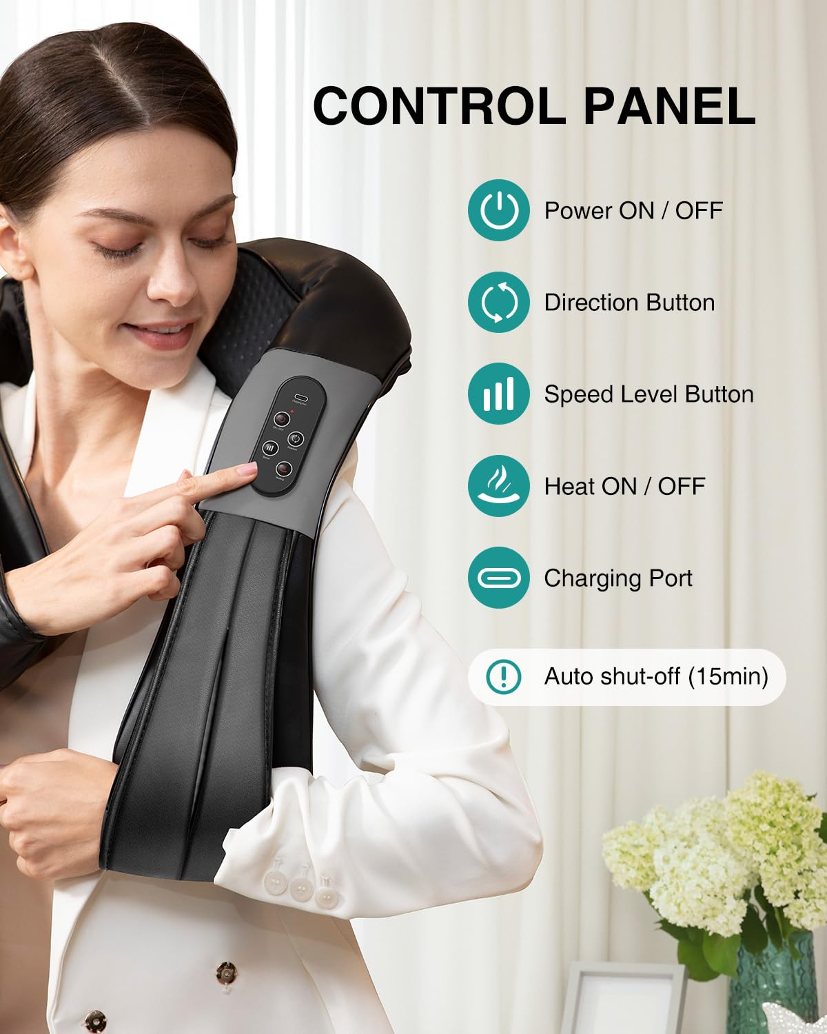 Nekteck Shiatsu Neck and Back Massager with Soothing Heat, Shoulder Massager for Pain Relief Deep Tissue, Electric 3D Kneading Massage Tools for Leg Body Muscle, Corded Power, Gifts for Him Her