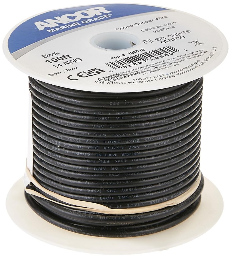 Ancor 184003 Tinned Copper Wire, 14 AWG (2mm2), Black - 18ft