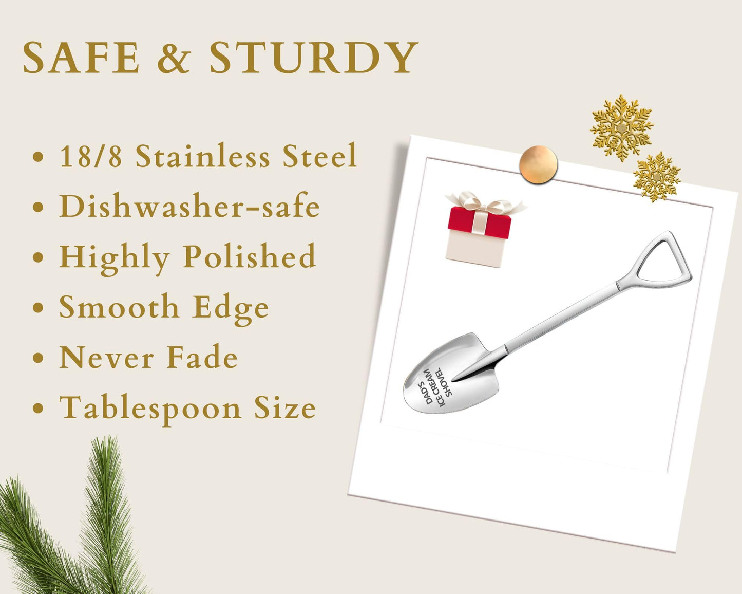 Gifts for Dad, Fathers Day Gifts from Daughter, Ice Cream Shovel for Christmas Gifts for Dad, Gifts for Men Funny Engraved Stainless Steel Spoon Shovel, Fathers Birthday Gifts