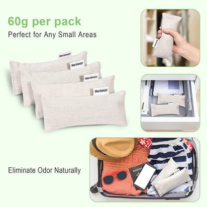 12 Pack Bamboo Charcoal Shoe Deodorizer Bags，Shoe Odor Eliminator,Charcoal Air Purifying Bags, Activated Charcoal Odor Absorber for Gym Bag, Car, Pet, Closet