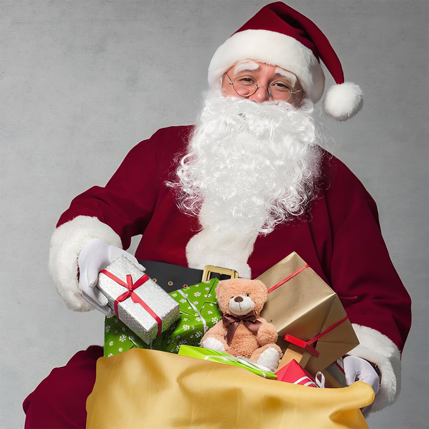 dgdgbaby Santa Claus Costume for Men Women Adult - 9pc. Deluxe Costume Santa Suit Outfit