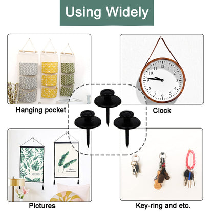 30 PCS Push Pins Picture Hangers Wall Hooks, Double Headed Thumb Tacks for Wall Hangings, Renter Friendly Decor Small Picture Frame Hangers for Drywall Cork Board Home Office Photo Decorations(Black)